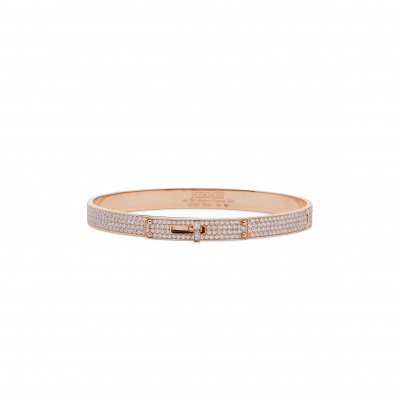 HERMÈS 18K ROSE GOLD AND DIAMOND KELLY BRACELET 